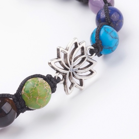 Chakra Lotus Gemstones & Lava Rocks Bracelet. - Picture 4 of 5